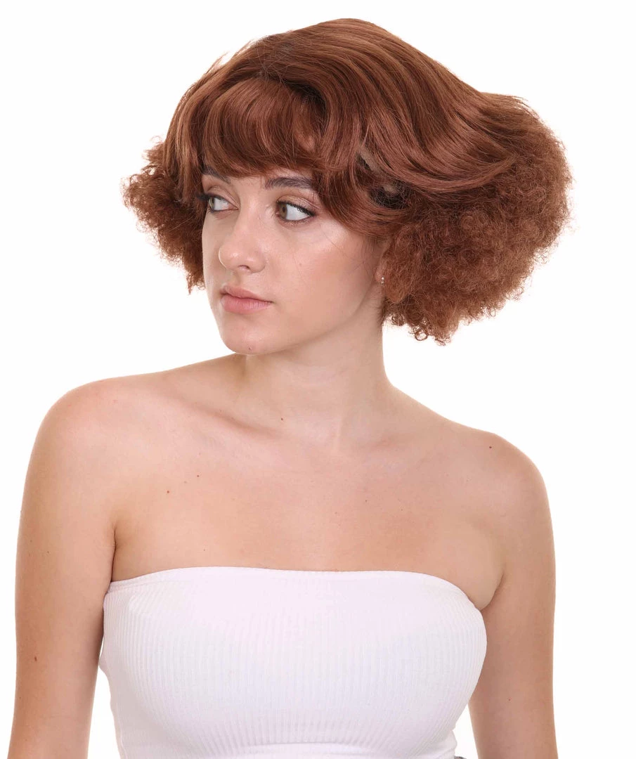 HPO Women's 1920's Hollywood Starlet Womens Wig | Brown Vintage Wig | Premium Breathable Capless Cap