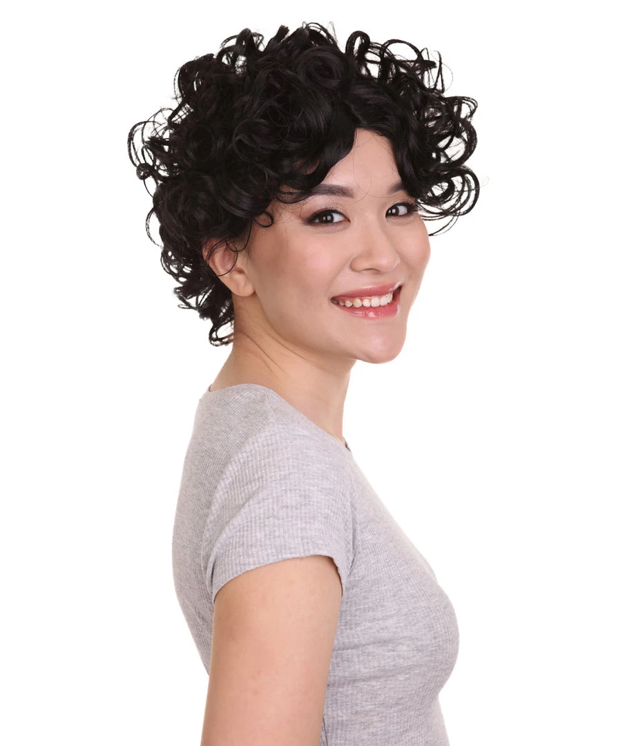 HPO Sexy Womens Wig | Black Curly Wig | Premium Breathable Capless Cap Men's