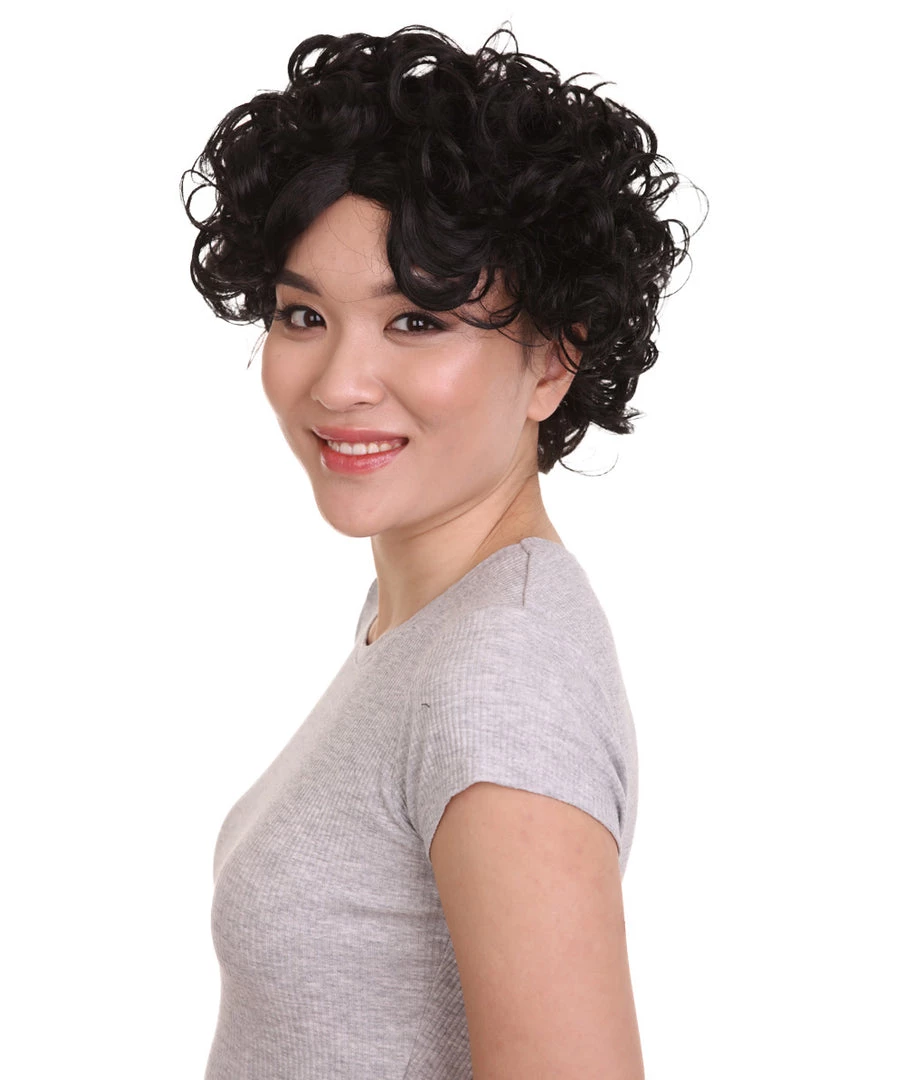 HPO Sexy Womens Wig | Black Curly Wig | Premium Breathable Capless Cap Men's