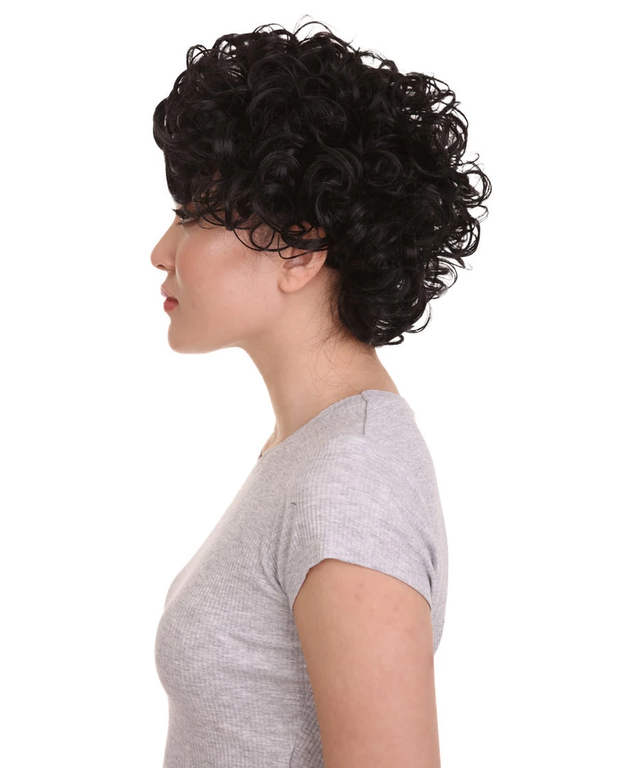 HPO Sexy Womens Wig | Black Curly Wig | Premium Breathable Capless Cap Men's