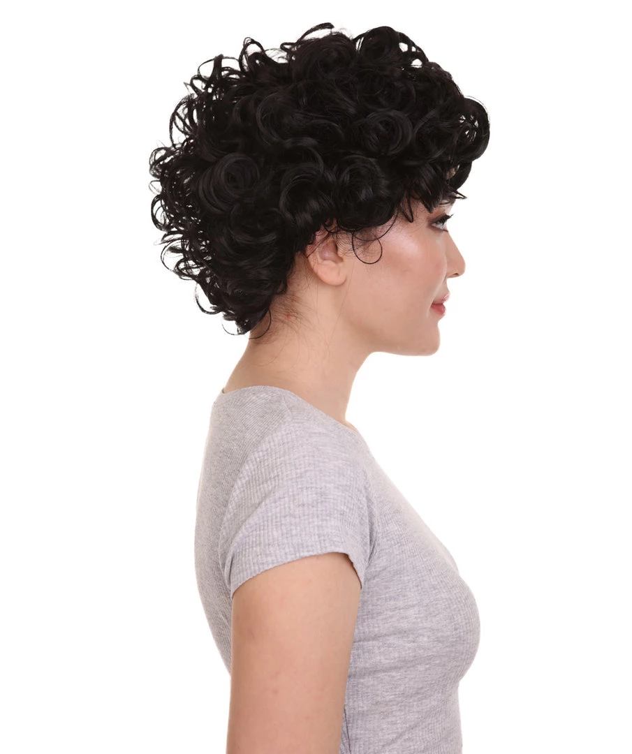 HPO Sexy Womens Wig | Black Curly Wig | Premium Breathable Capless Cap Men's