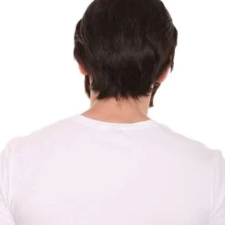 HPO Men's Mens Horror Movie Dk. Brown Wig And Full Beard | TV/Movie Wigs | Premium Breathable Capless Cap