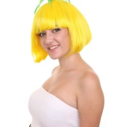 HPO Pineapple Unisex Wig | Yellow Fruit Party Ready Fancy Cosplay Halloween Wig | Premium Breathable Capless Cap