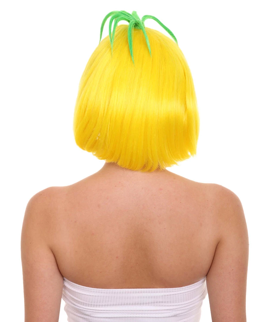 HPO Pineapple Unisex Wig | Yellow Fruit Party Ready Fancy Cosplay Halloween Wig | Premium Breathable Capless Cap