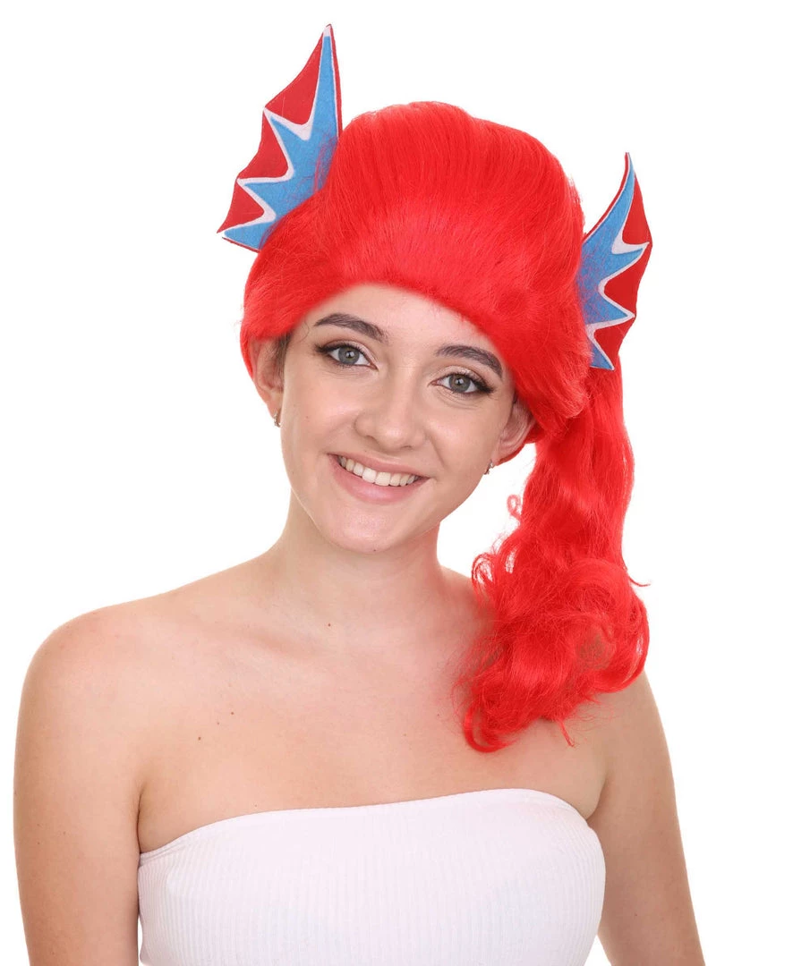 HPO Women's Womens Robot With Ears Wig | Red Sexy Cosplay Party Halloween Wig | Premium Breathable Capless Cap