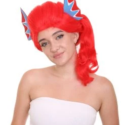 HPO Women's Womens Robot With Ears Wig | Red Sexy Cosplay Party Halloween Wig | Premium Breathable Capless Cap