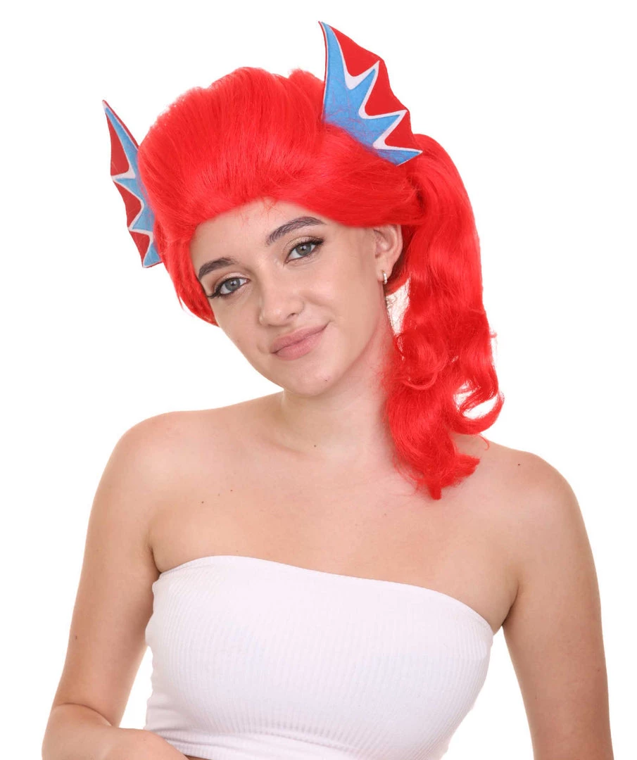 HPO Women's Womens Robot With Ears Wig | Red Sexy Cosplay Party Halloween Wig | Premium Breathable Capless Cap