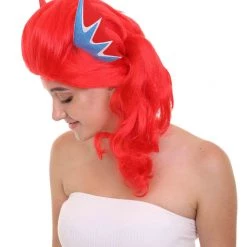 HPO Women's Womens Robot With Ears Wig | Red Sexy Cosplay Party Halloween Wig | Premium Breathable Capless Cap