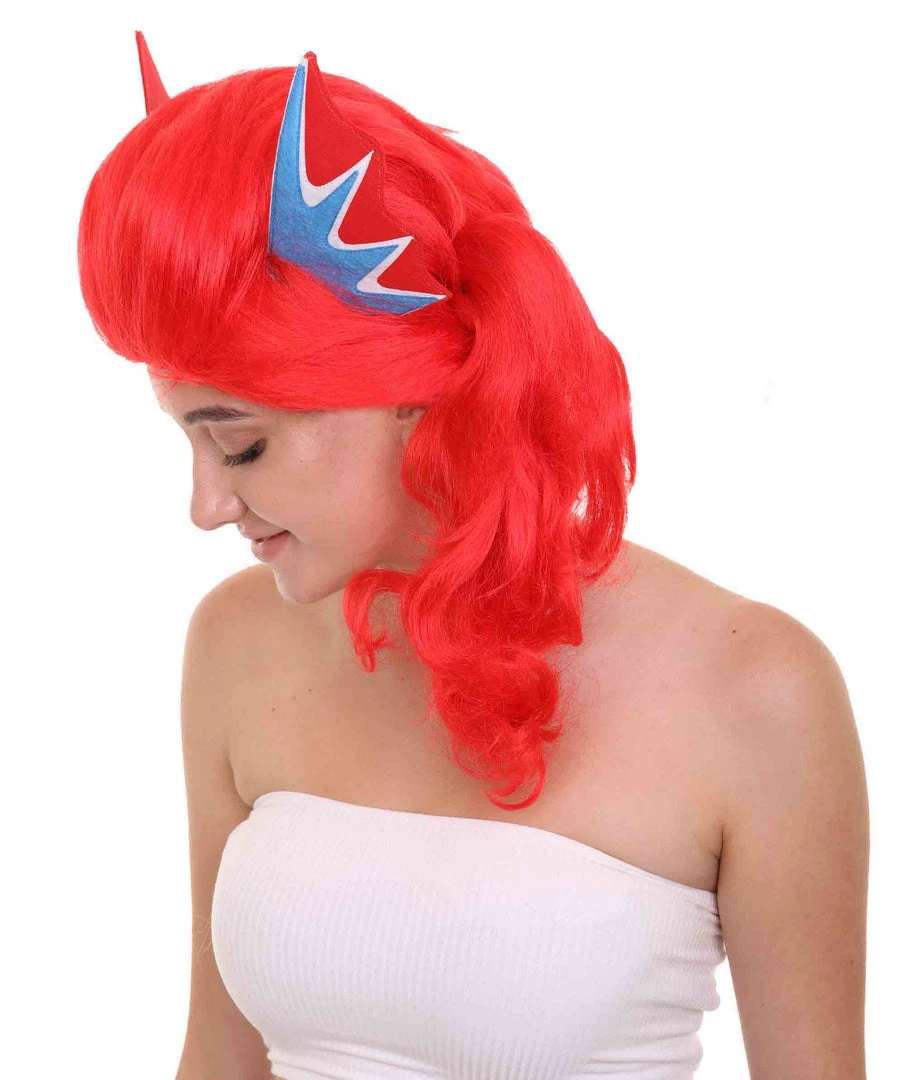 HPO Women's Womens Robot With Ears Wig | Red Sexy Cosplay Party Halloween Wig | Premium Breathable Capless Cap