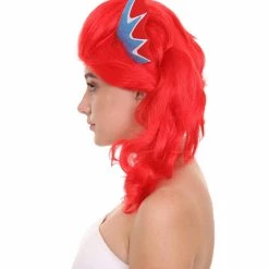 HPO Women's Womens Robot With Ears Wig | Red Sexy Cosplay Party Halloween Wig | Premium Breathable Capless Cap