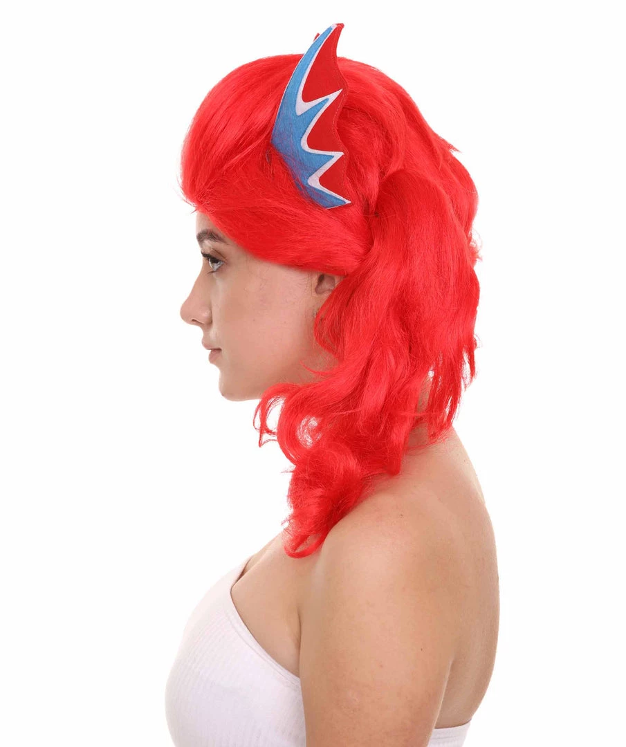 HPO Women's Womens Robot With Ears Wig | Red Sexy Cosplay Party Halloween Wig | Premium Breathable Capless Cap