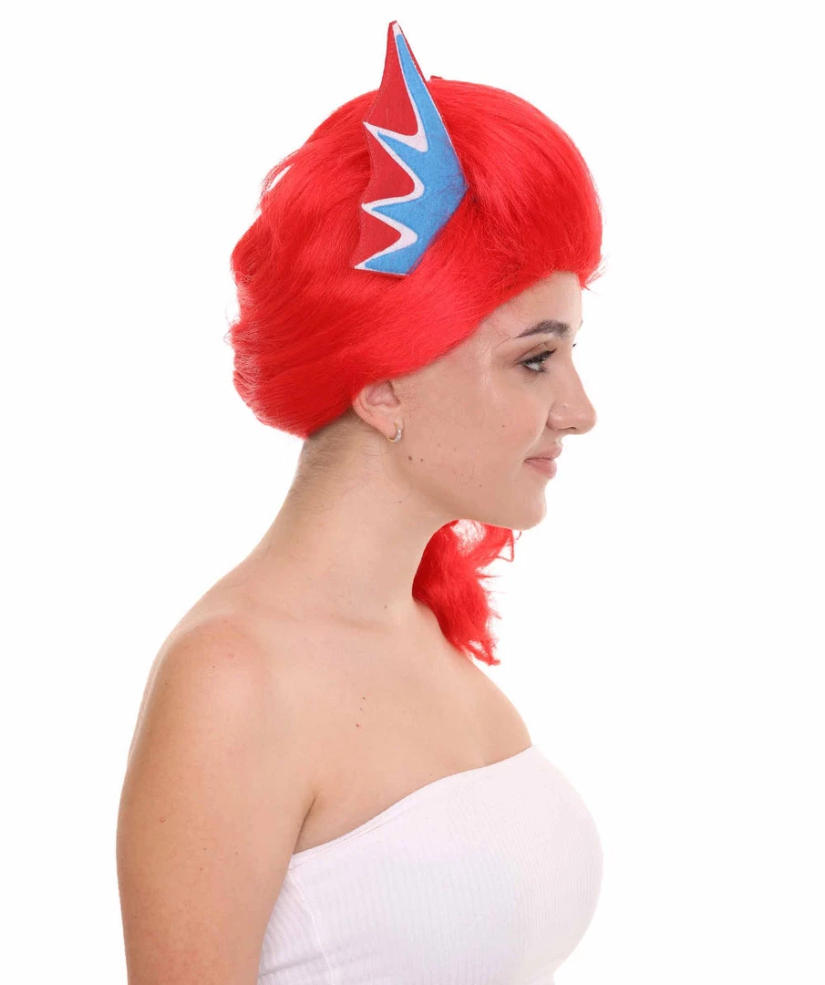 HPO Women's Womens Robot With Ears Wig | Red Sexy Cosplay Party Halloween Wig | Premium Breathable Capless Cap