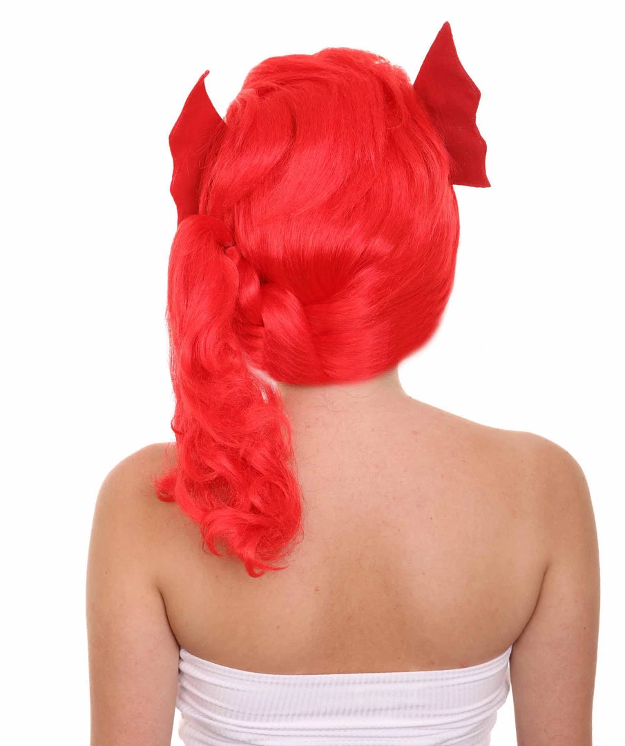 HPO Women's Womens Robot With Ears Wig | Red Sexy Cosplay Party Halloween Wig | Premium Breathable Capless Cap