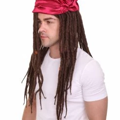 HPO Men's Buccaneer Braided Mens Wig | Cosplay Halloween Wig | Premium Breathable Capless Cap