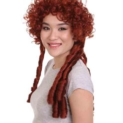 HPO Women's Womens Renaissance Lady Colonial Wig | Red Historical Wigs | Premium Breathable Capless Cap