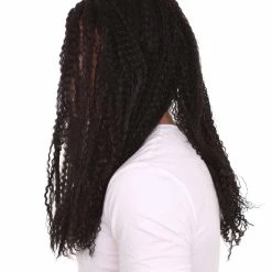 HPO Rock Curly Mens Wig | Black Long Cosplay Halloween Wig | Premium Breathable Capless Cap