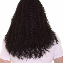 HPO Rock Curly Mens Wig | Black Long Cosplay Halloween Wig | Premium Breathable Capless Cap
