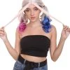 HPO Villain Womens Wig | White Pink Blue Ponitail Wig | Premium Breathable Capless Cap Women's