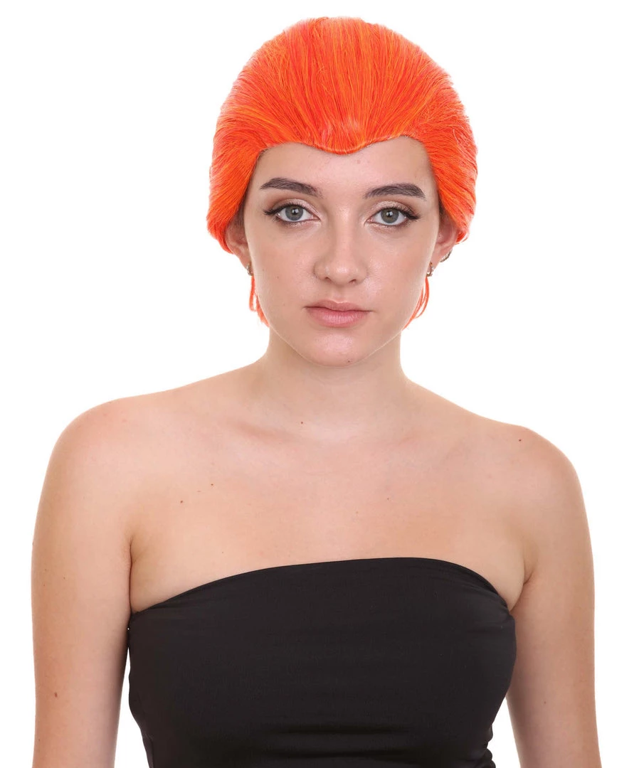 HPO Women's Supervillain Womens Wig | Orange Sexy Cosplay Party Halloween Wig | Premium Breathable Capless Cap