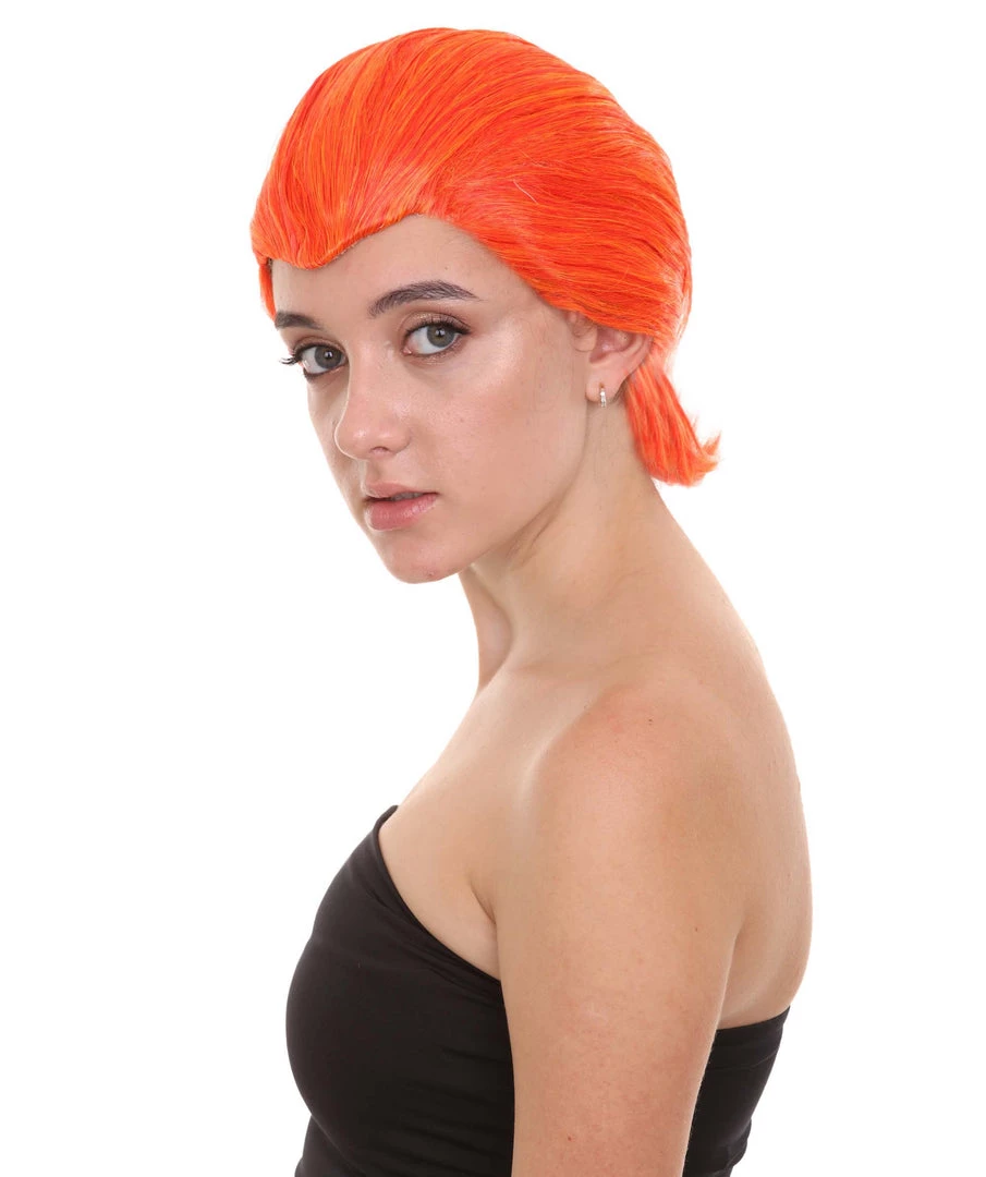HPO Women's Supervillain Womens Wig | Orange Sexy Cosplay Party Halloween Wig | Premium Breathable Capless Cap