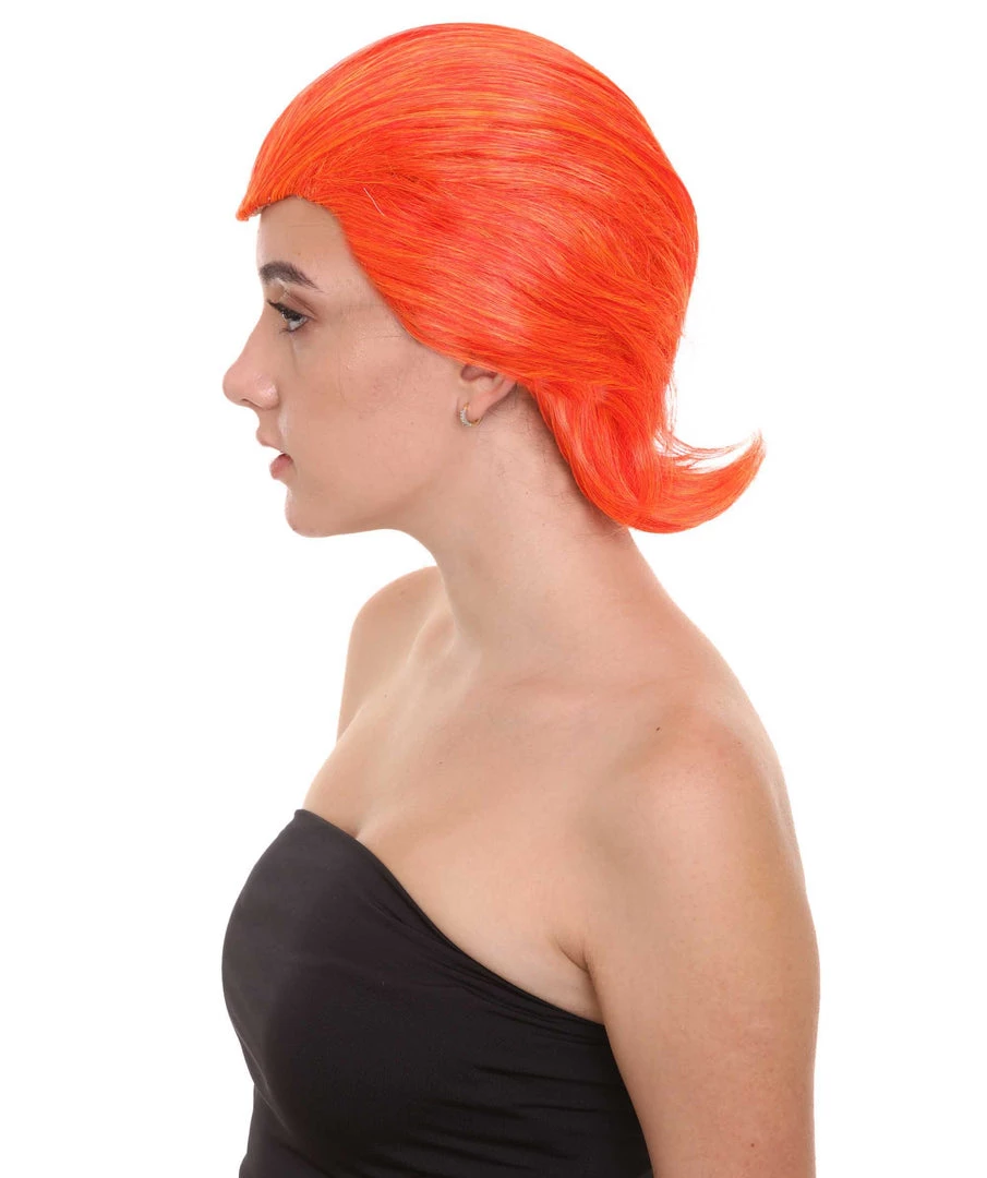 HPO Women's Supervillain Womens Wig | Orange Sexy Cosplay Party Halloween Wig | Premium Breathable Capless Cap