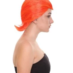 HPO Women's Supervillain Womens Wig | Orange Sexy Cosplay Party Halloween Wig | Premium Breathable Capless Cap