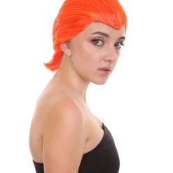 HPO Women's Supervillain Womens Wig | Orange Sexy Cosplay Party Halloween Wig | Premium Breathable Capless Cap