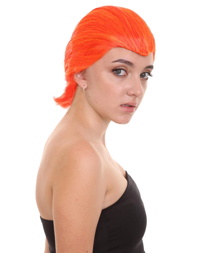 HPO Women's Supervillain Womens Wig | Orange Sexy Cosplay Party Halloween Wig | Premium Breathable Capless Cap