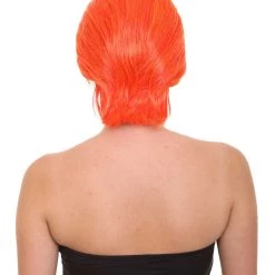 HPO Women's Supervillain Womens Wig | Orange Sexy Cosplay Party Halloween Wig | Premium Breathable Capless Cap