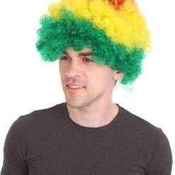FLAGWIGS Sport Afro Fun Wig Collection | Jumbo Red Yellow Wig