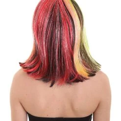 PRYZM Women's Rainbow Tinsel Bob With Bangs | Rave Wig | Premium Breathable Capless Cap