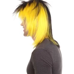 HPO Sport Party Mens Mullet Wig | Red Yellow Black Wig | Premium Breathable Capless Cap Men's