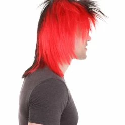 HPO Sport Party Mens Mullet Wig | Red Yellow Black Wig | Premium Breathable Capless Cap Men's