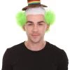 HPO Men's Half-bald Head Joker Wig With Funny Hat Wig | Medium Green Wigs
