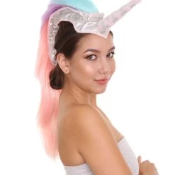PRYZM Unicorn Headdress | Womens Long Colorful Majestic Unicorn Mohawk Headpiece | Breathable Cap Design