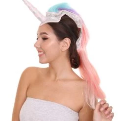 PRYZM Unicorn Headdress | Womens Long Colorful Majestic Unicorn Mohawk Headpiece | Breathable Cap Design