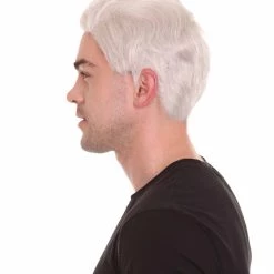 HPO Men's Fantasy Adventure Wig | White Grey Wigs | Premium Breathable Capless Cap