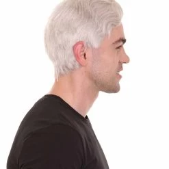 HPO Men's Fantasy Adventure Wig | White Grey Wigs | Premium Breathable Capless Cap