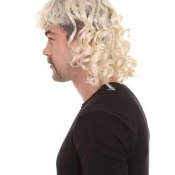 HPO SALE Zaney Zoo King| Bleach Blonde Mullet Wig With Mustache Set | Premium Halloween Wig