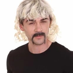 HPO SALE Zaney Zoo King| Bleach Blonde Mullet Wig With Mustache Set | Premium Halloween Wig