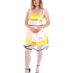 HPO Adult Women's Sexy French Maid Uniform Costume | Light Yellow Cosplay Costume
