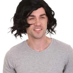 HPO Star Movie | Men's Medium Straight Black Wig | Premium Breathable Capless Cap