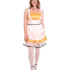 HPO Adult Women's Sexy French Maid Uniform Costume | Orange Cosplay Costume