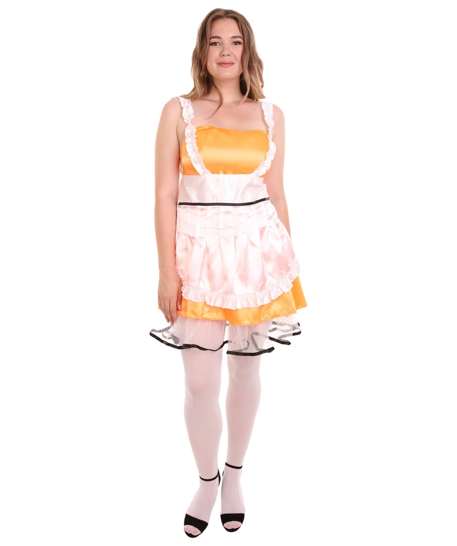 HPO Adult Women's Sexy French Maid Uniform Costume | Orange Cosplay Costume
