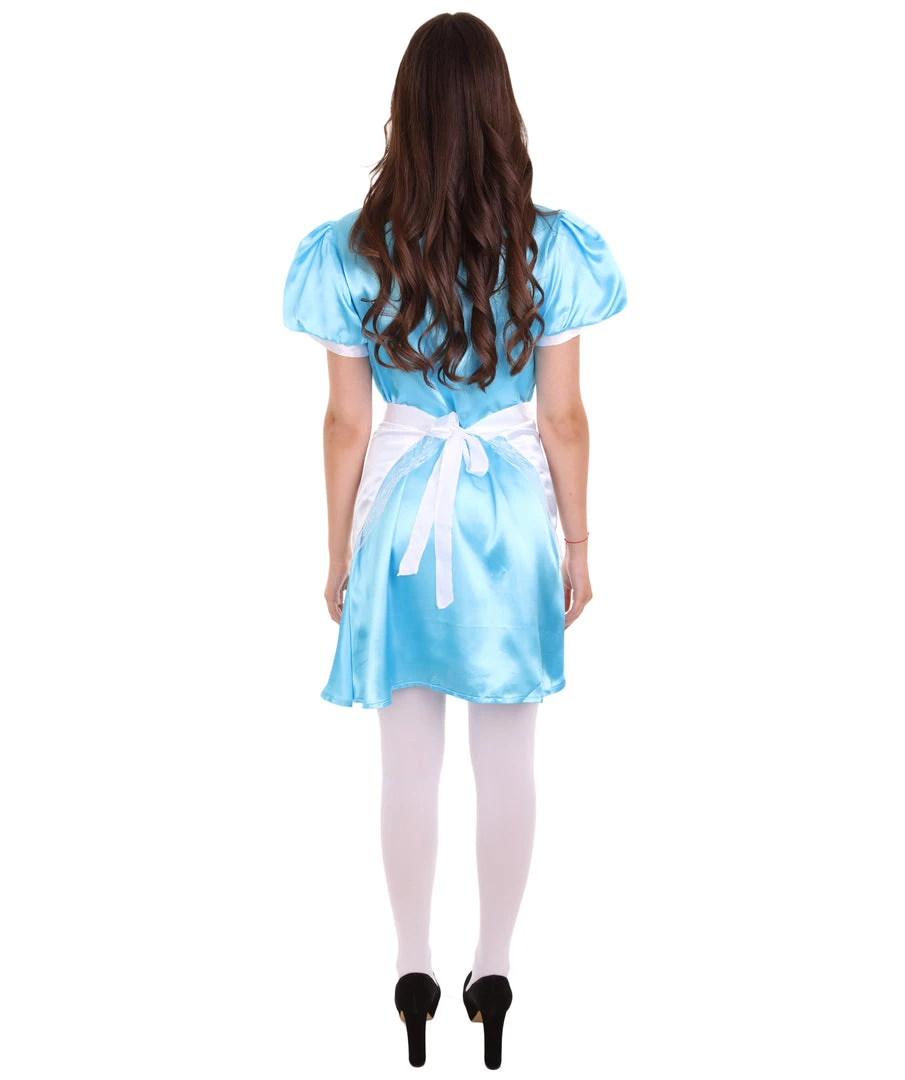 HPO Adult Women's French Apron Maid Uniform Costume | Lake Blue Cosplay Costume