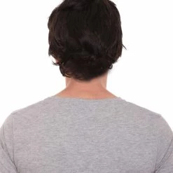 HPO Crime TV | Men's Medium Length Side Part Black Straight Bearded Cosplay Wig With Black Glasses