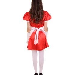 HPO Adult Women's French Apron Maid Uniform Costume | Red Cosplay Costume