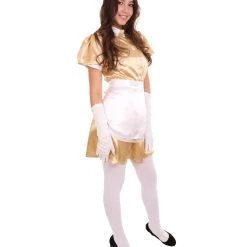 HPO Adult Women's French Apron Maid Dress Uniform Costume | Gold Cosplay Costume