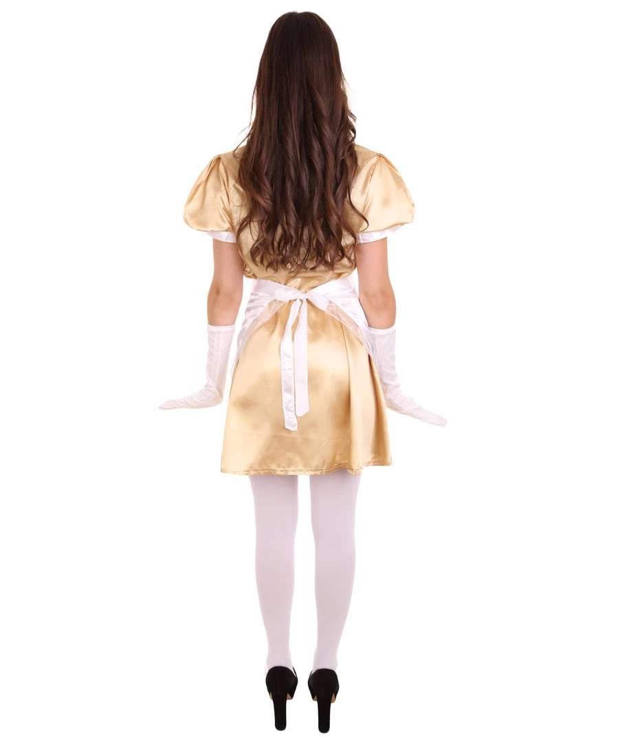 HPO Adult Women's French Apron Maid Dress Uniform Costume | Gold Cosplay Costume