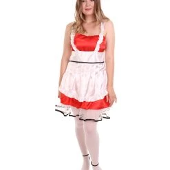 HPO Adult Women's Sexy French Maid Uniform Costume | Red Cosplay Costume